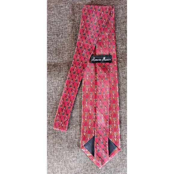 Tie 70s 80s 90s Y2K Mens Romario Manzini Red Yellow Blue 3.75 Wide 58 Long - Picture 4 of 5